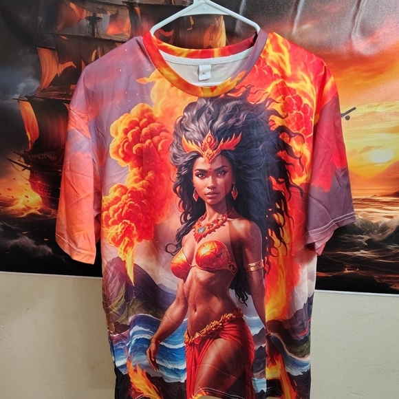 Other - Vibrant Hawaiian Goddess Pele Mens Crew neck Print T-shirt